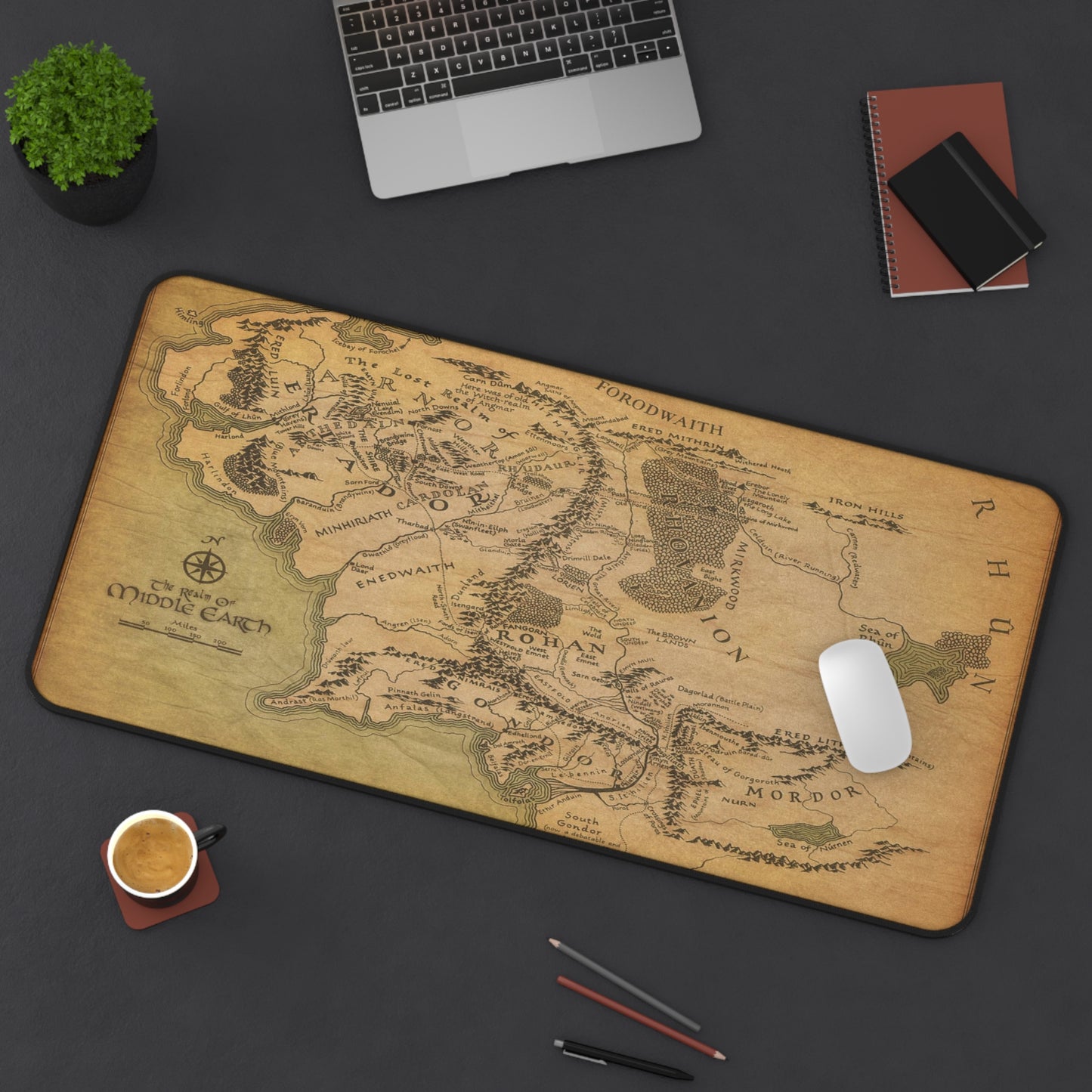 Middle Earth Map Desk Mat – Fantasy Lord of the Rings Desk Mat by KlickieKeyz