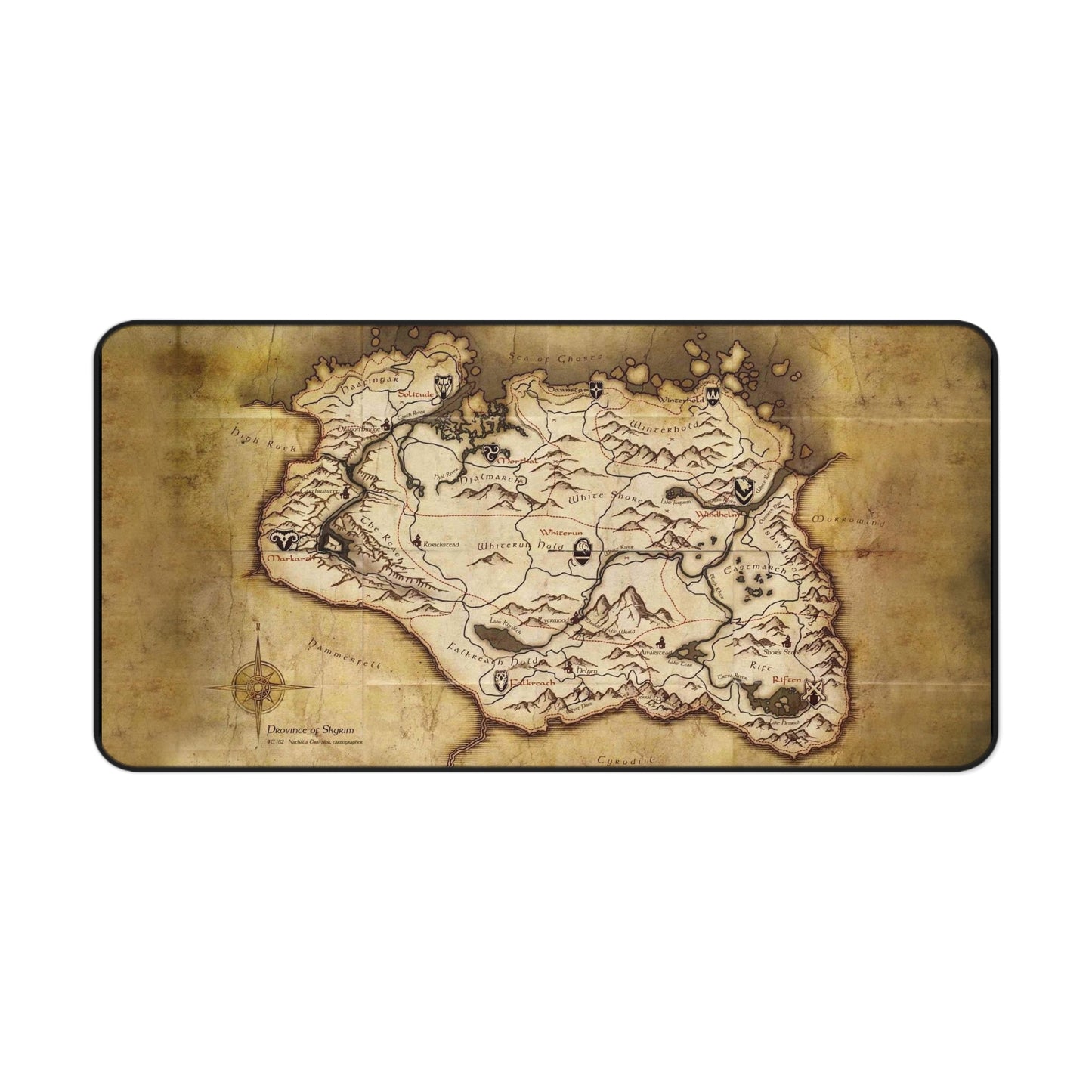 Skyrim World Map Desk Mat – Fantasy Elder Scrolls Desk Pad by KlickieKeyz