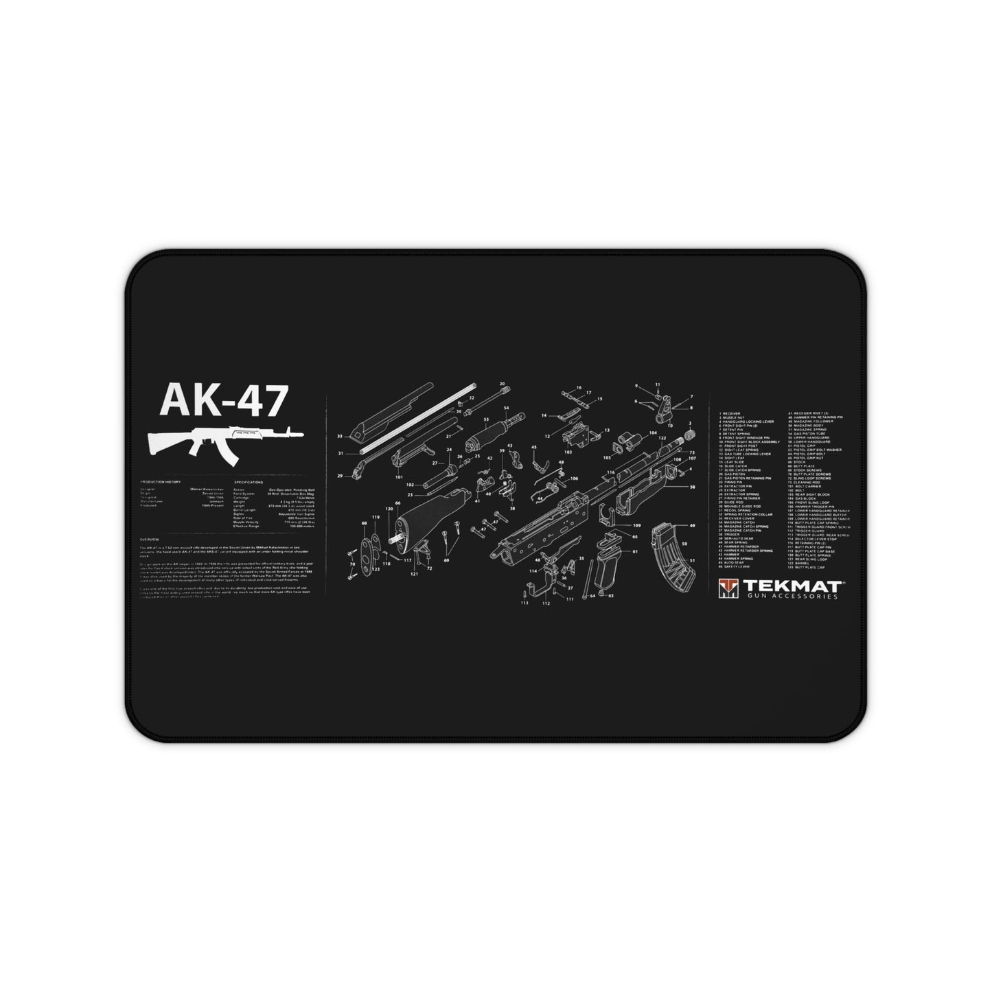 AK-47 Gun Parts Schematic Desk Mat – Cleaning and Maintenance Reference Mat by KlickieKeyz