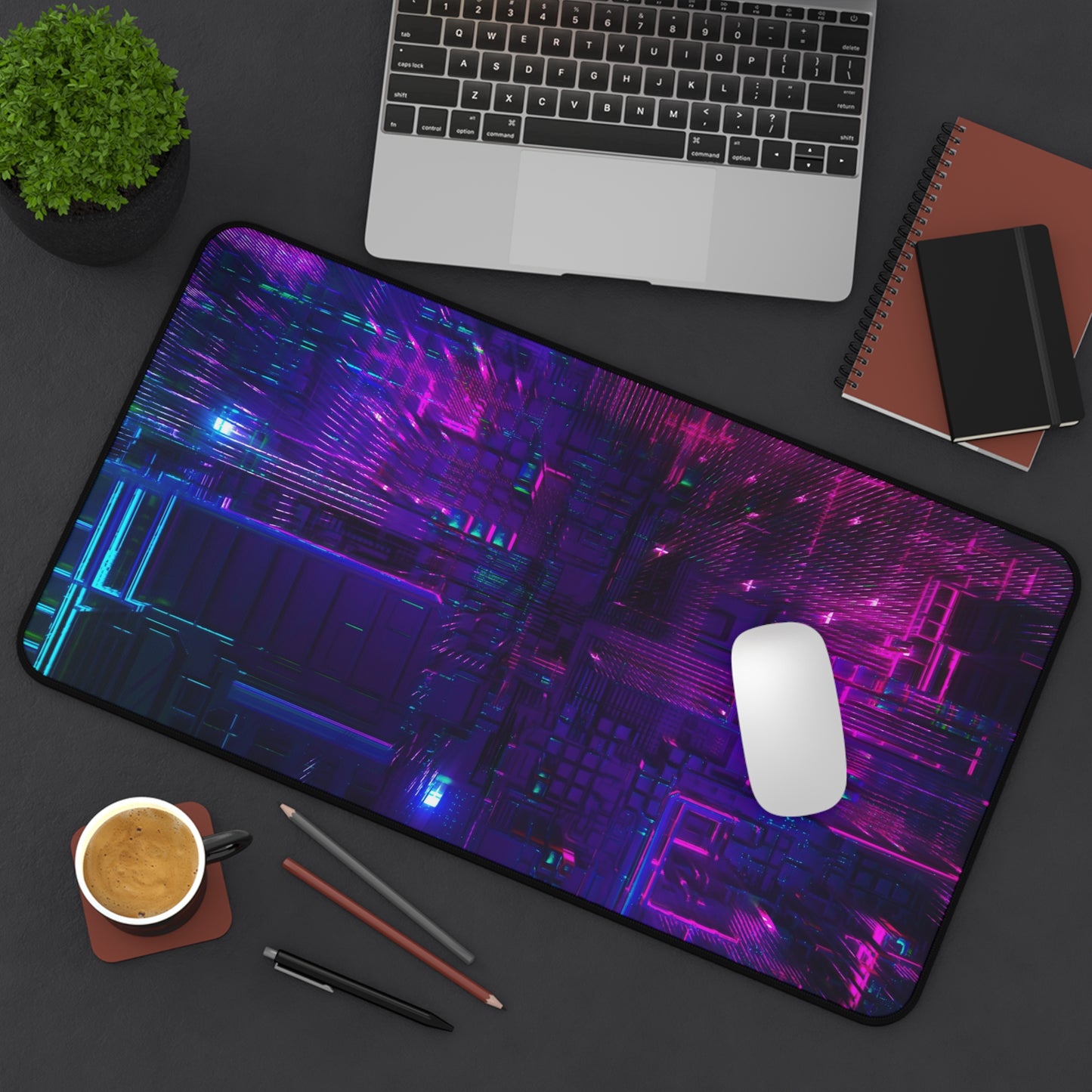 Abstract Purple & Blue Circuit Board Desk Mat – Futuristic Tech Desk Mat by KlickieKeyz