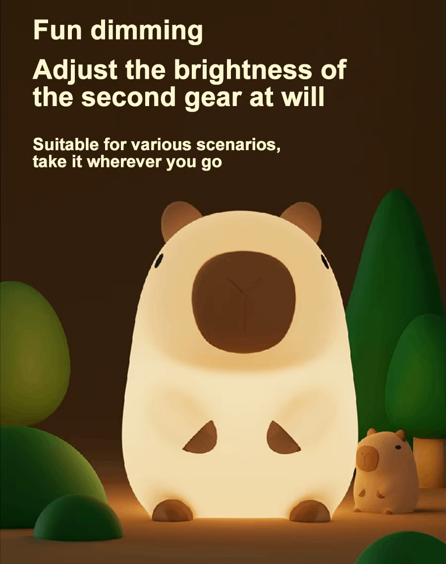 Cute Capybara Silicone Night Light – USB Type-C Rechargeable by KlickieKeyz