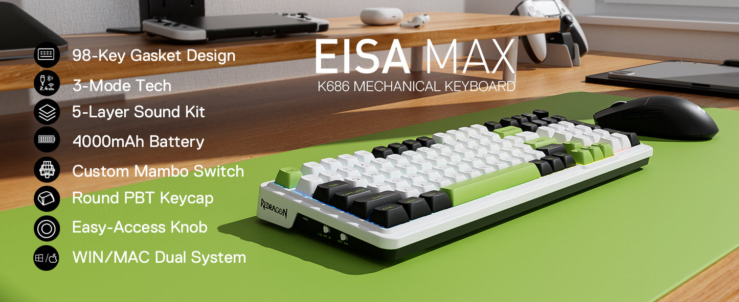 Redragon EISA MAX K686 Wireless Mechanical Gaming Keyboard – 96% Layout by Redragon | Hosted by KlickieKeyz
