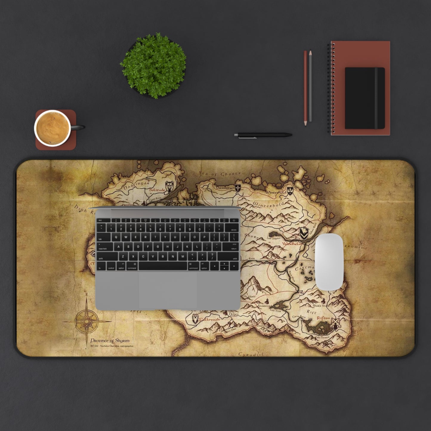 Skyrim World Map Desk Mat – Fantasy Elder Scrolls Desk Pad by KlickieKeyz