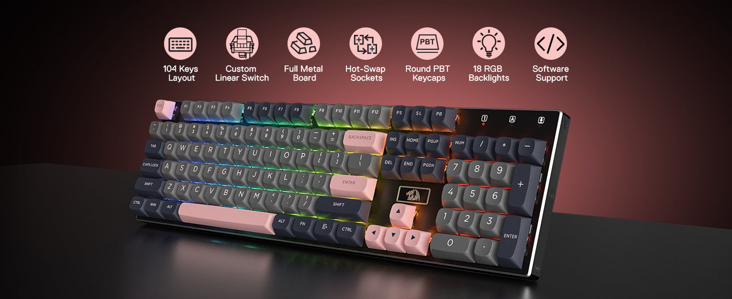 Redragon DEVARAJAS K556 SE (Sakura Pink) – 100% Full-Size Mechanical Keyboard hosted by KlickieKeyz