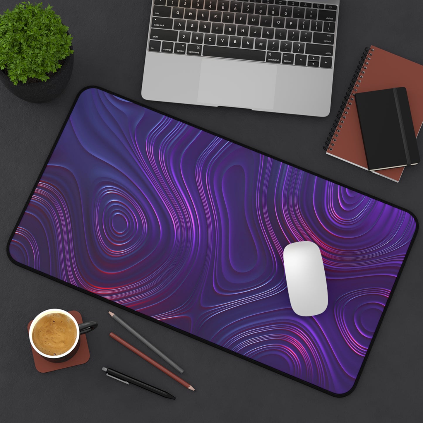 Abstract Purple & Pink Ripple Waves Desk Mat – Dreamy Desk Mat by KlickieKeyz