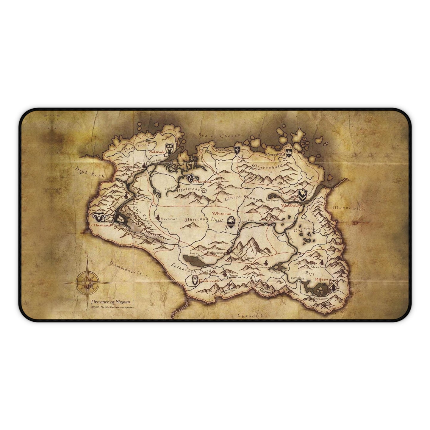Skyrim World Map Desk Mat – Fantasy Elder Scrolls Desk Pad by KlickieKeyz