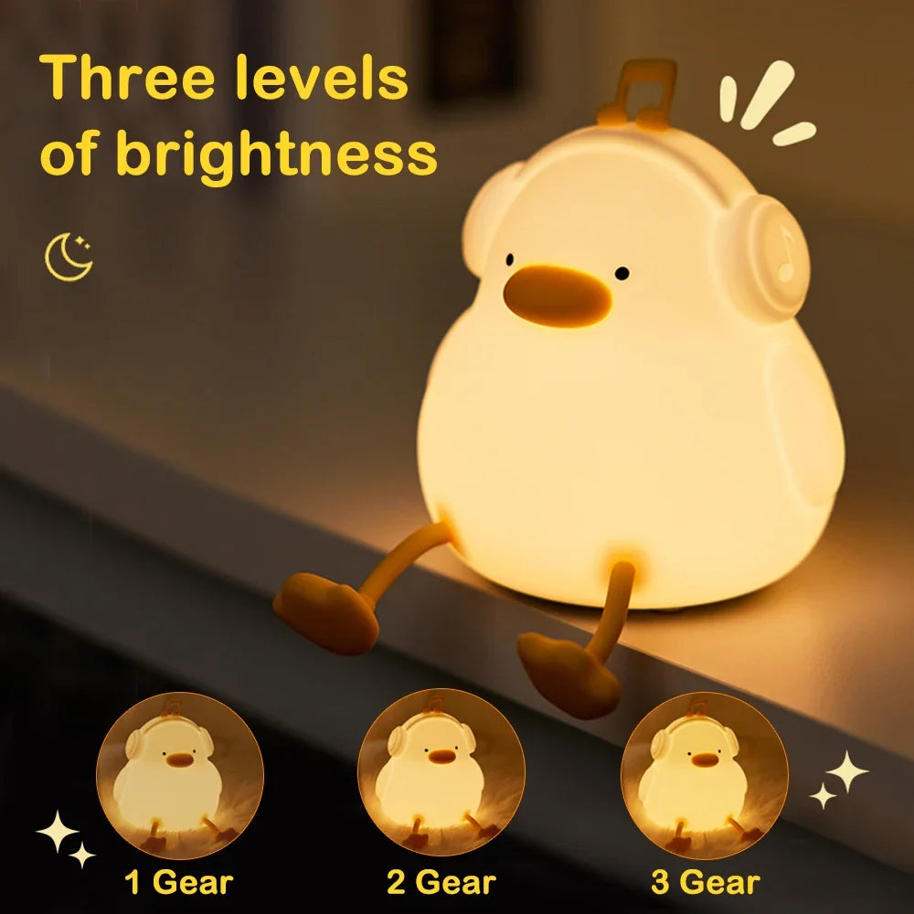 Cute Duck Silicone Night Light with Timer – USB Rechargeable by KlickieKeyz