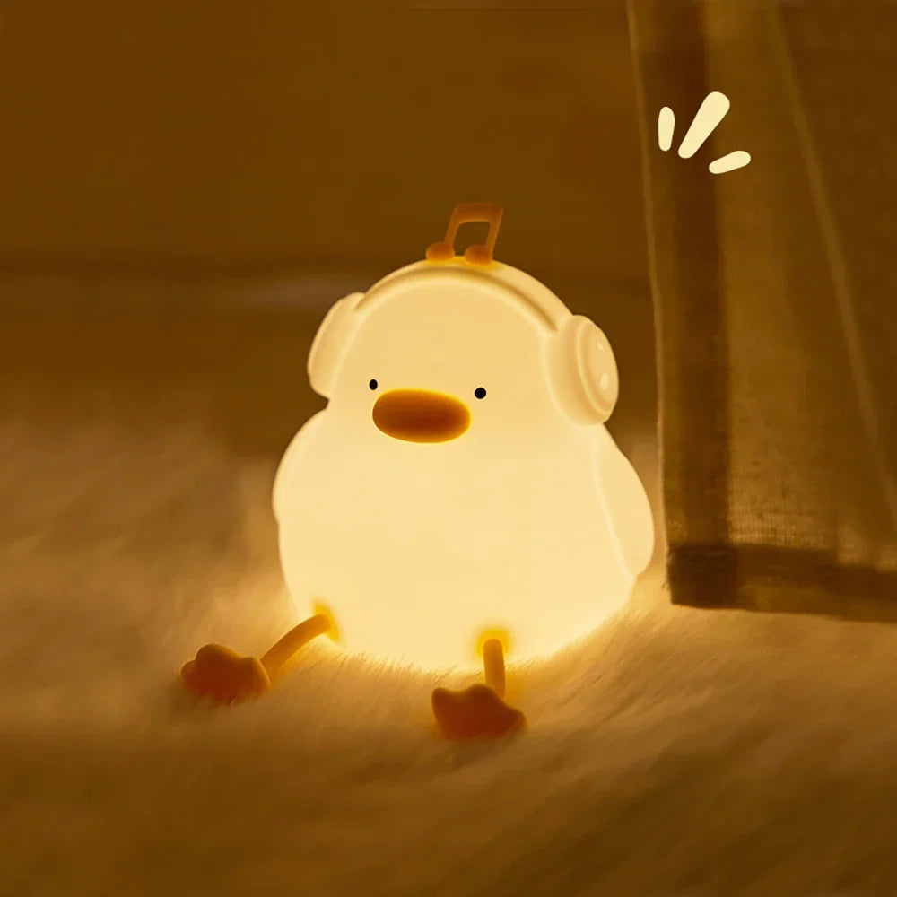 Cute Duck Silicone Night Light with Timer – USB Rechargeable by KlickieKeyz