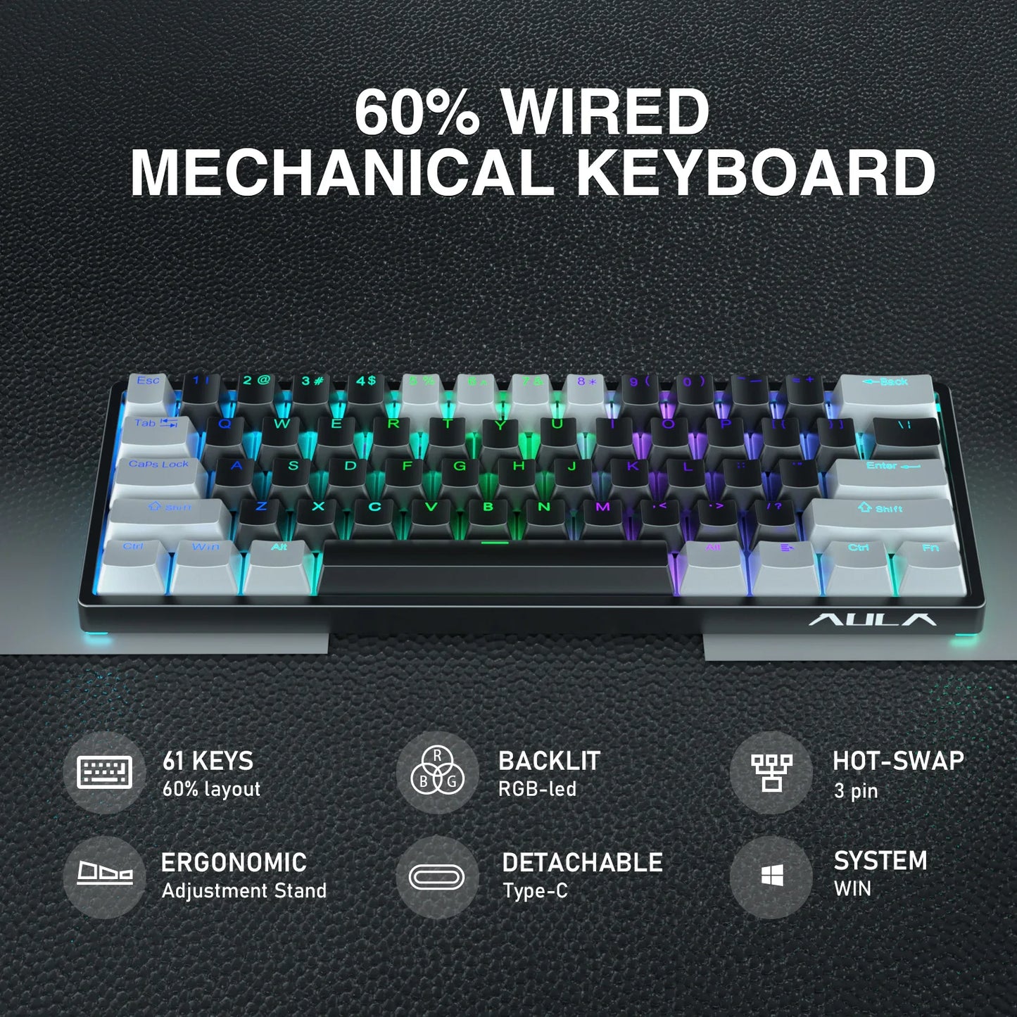 AULA F3261 – 60% Wired Mechanical Keyboard hosted by KlickieKeyz