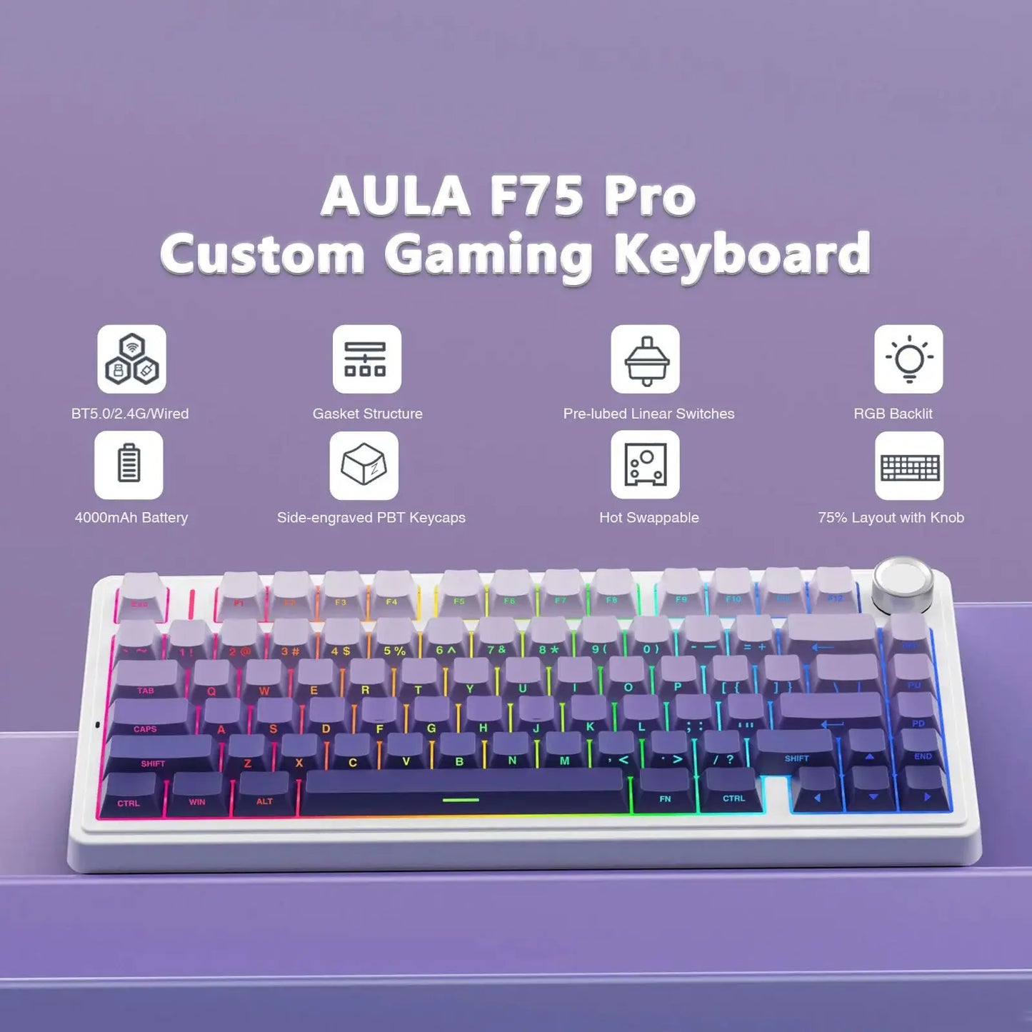 AULA F75 Pro Gasket Mounted Wireless Mechanical Keyboard – hosted by KlickieKeyz