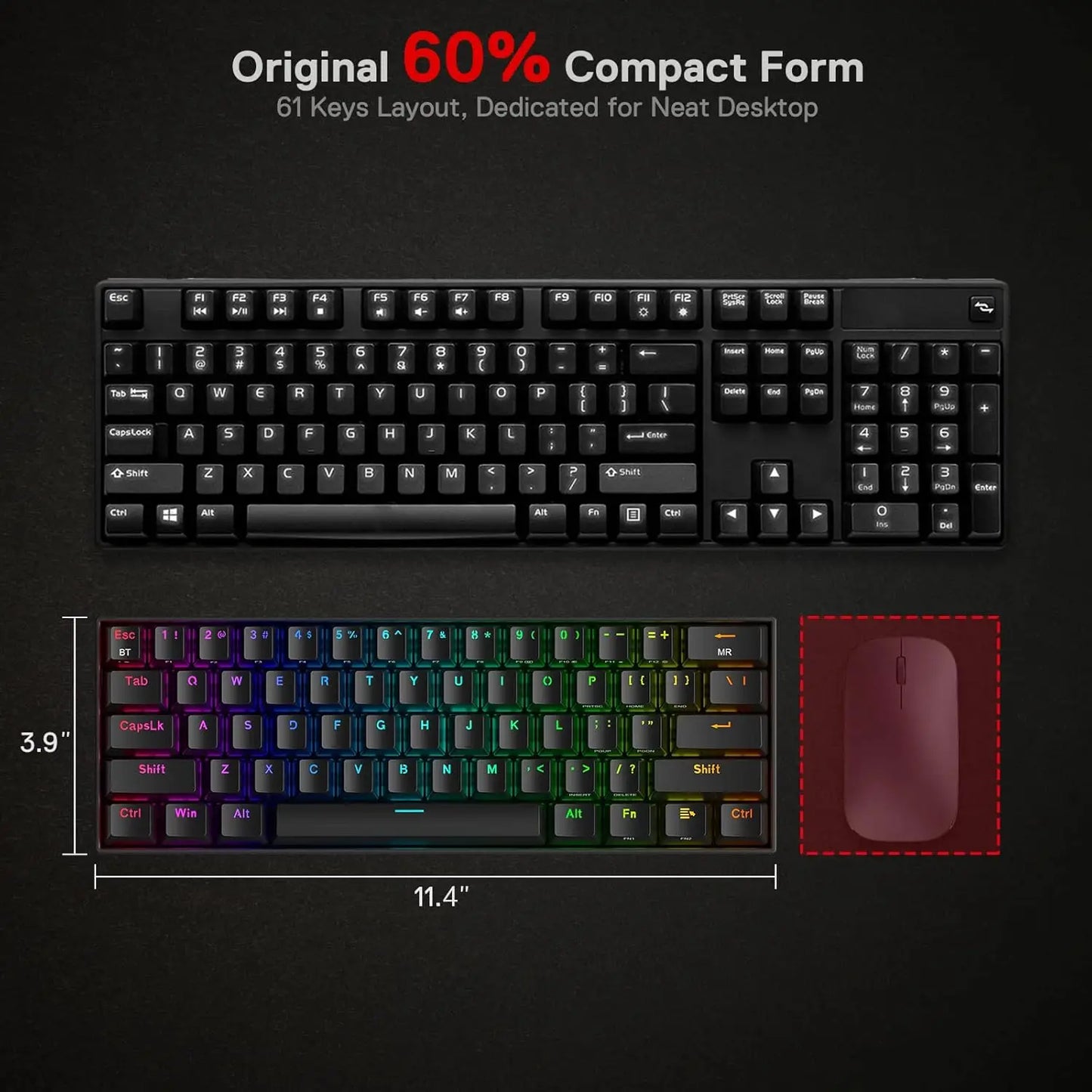Redragon DRACONIC K530 PRO – 60% Wireless Mechanical Keyboard (Brown Switches) hosted by KlickieKeyz