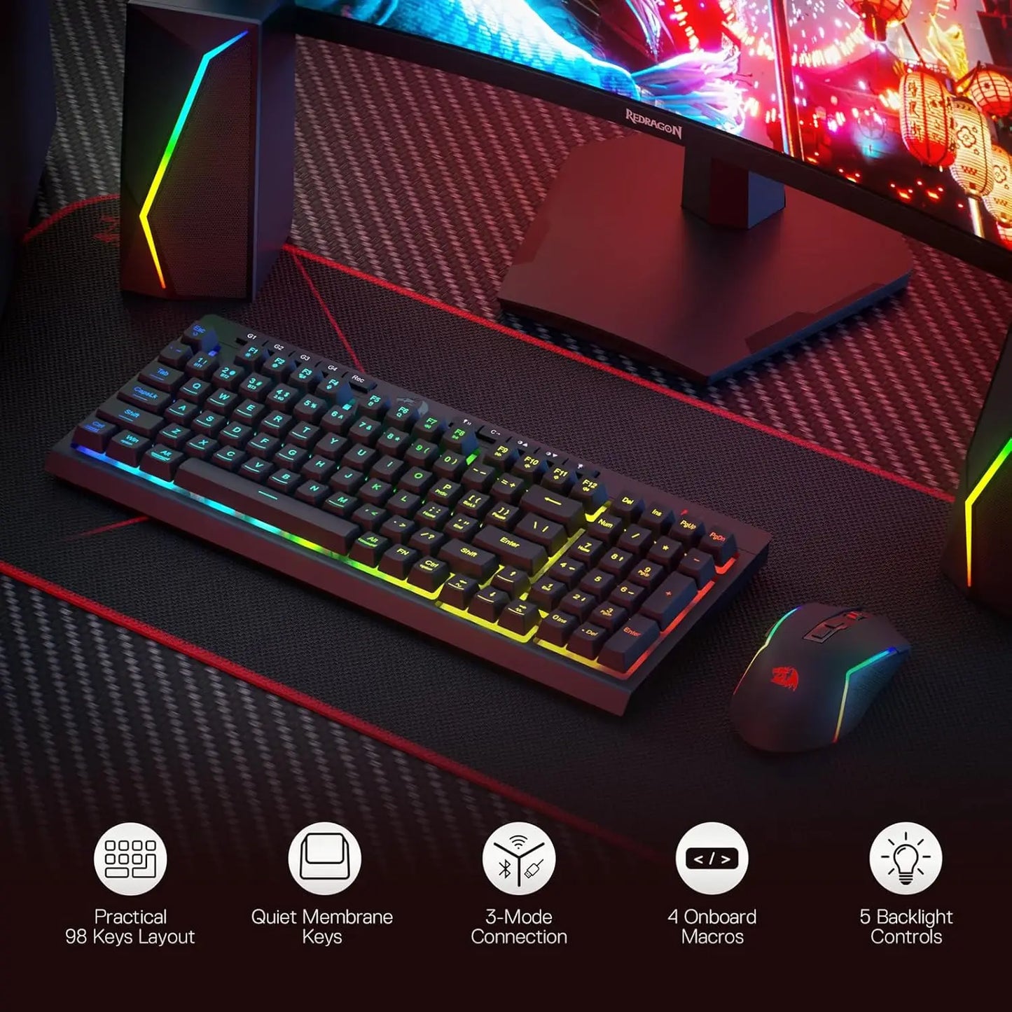 Redragon RYLO PRO S142 – Membrane Gaming Keyboard & Mouse Tri-Mode Combo hosted by KlickieKeyz