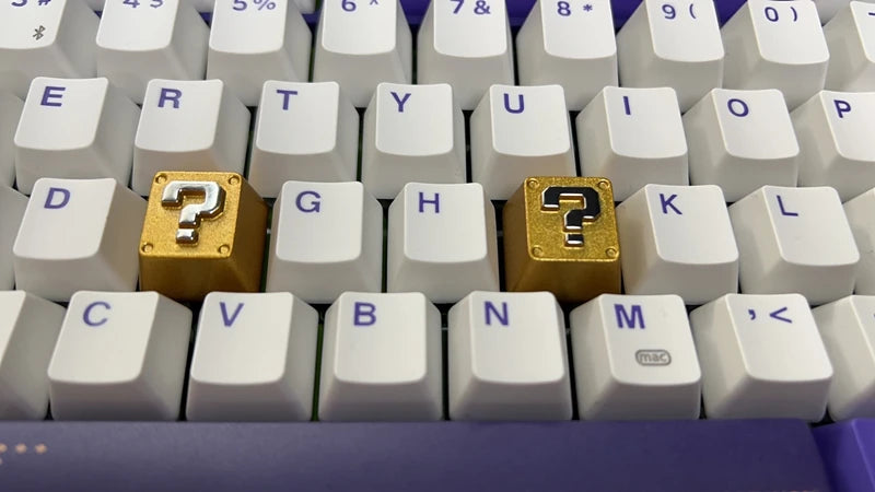 Super Mario Question Block Keycap – Gold Aluminum Keycap by KlickieKeyz