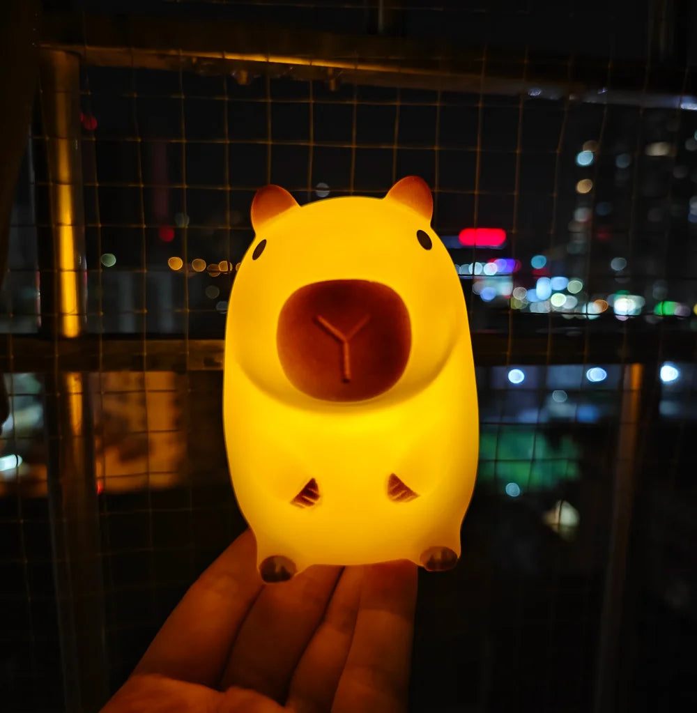 Cute Capybara Silicone Night Light – USB Type-C Rechargeable by KlickieKeyz