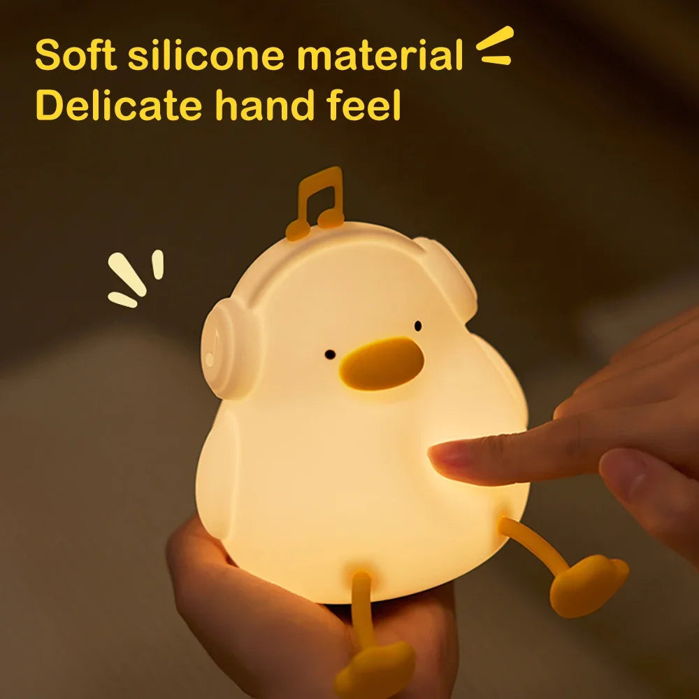Cute Duck Silicone Night Light with Timer – USB Rechargeable by KlickieKeyz