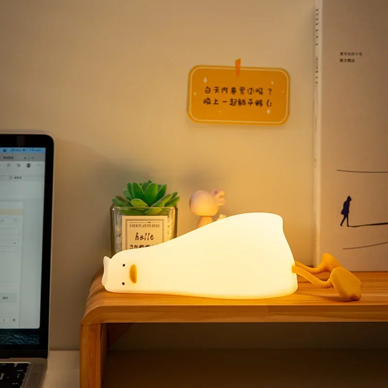 Cute Duck Silicone Night Light with Timer – USB Rechargeable by KlickieKeyz