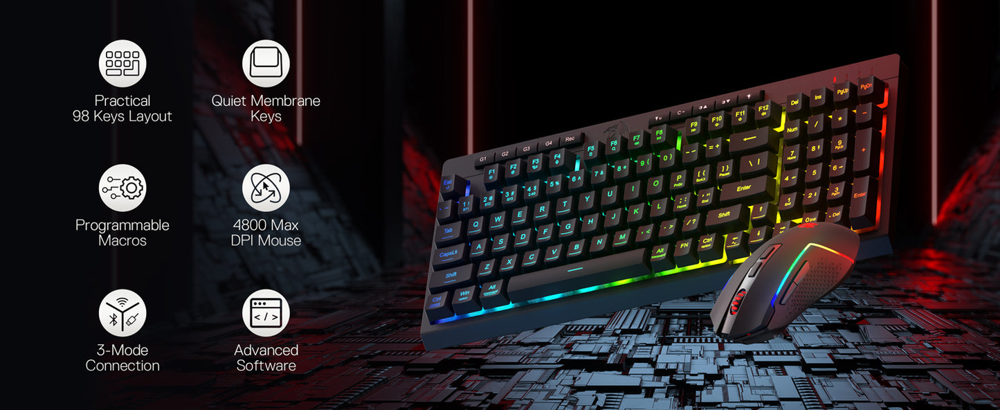 Redragon RYLO PRO S142 – Membrane Gaming Keyboard & Mouse Tri-Mode Combo hosted by KlickieKeyz