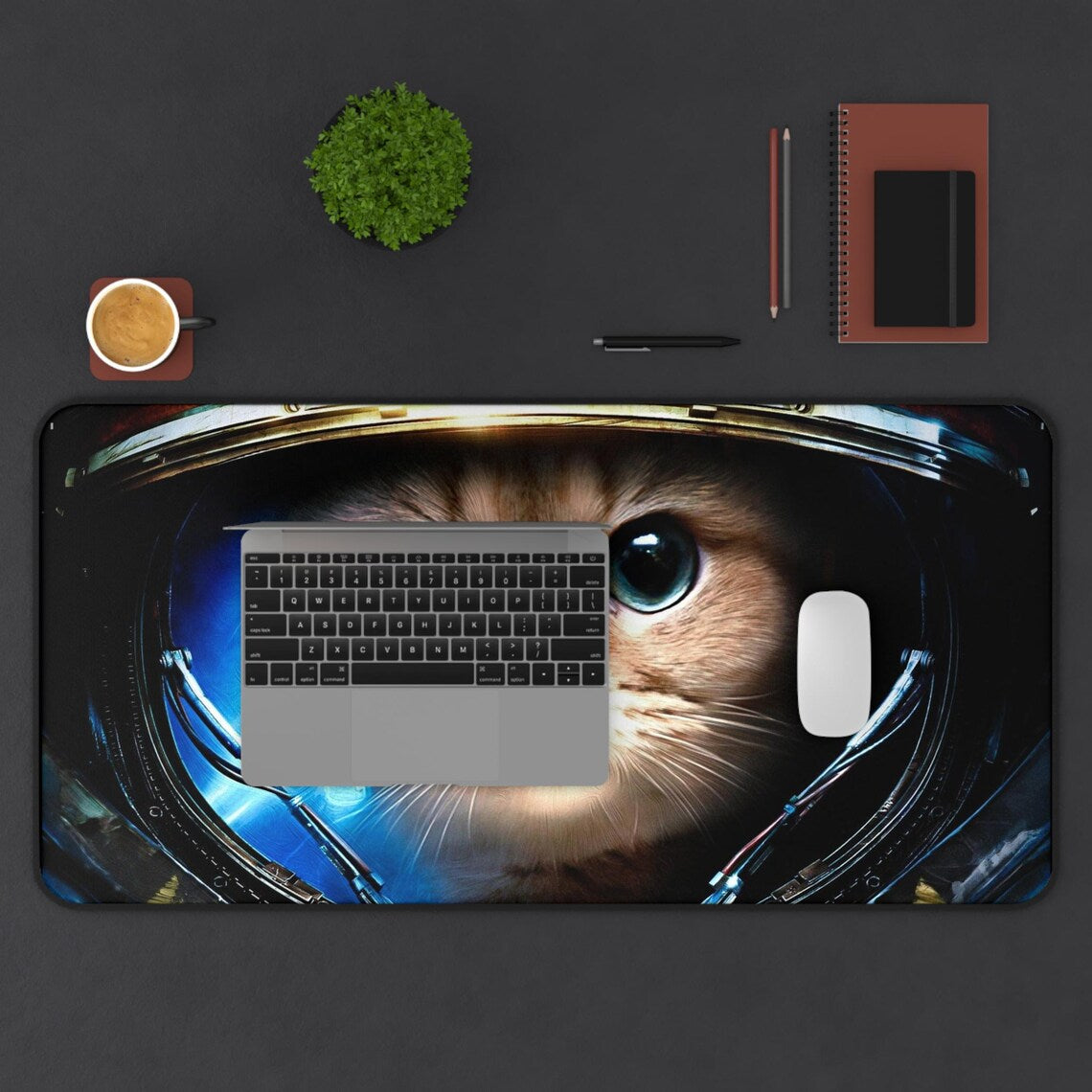 Adventure Space Cat Astronaut Desk Mat – Cosmic Desk Mat by KlickieKeyz