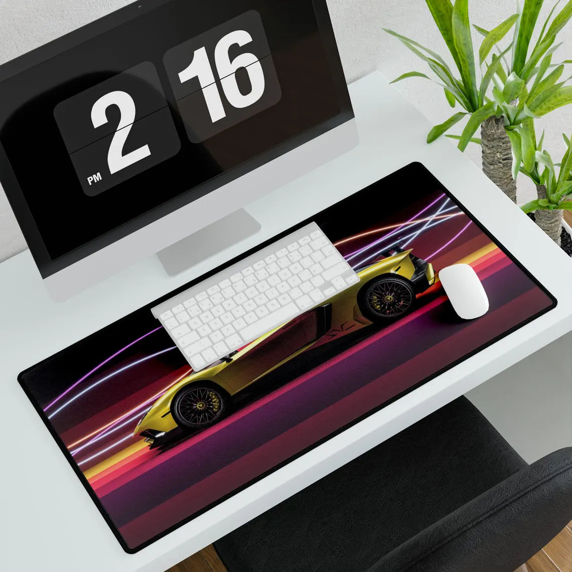 Yellow Lamborghini Desk Mat – Neon Dream Desk Mat by KlickieKeyz