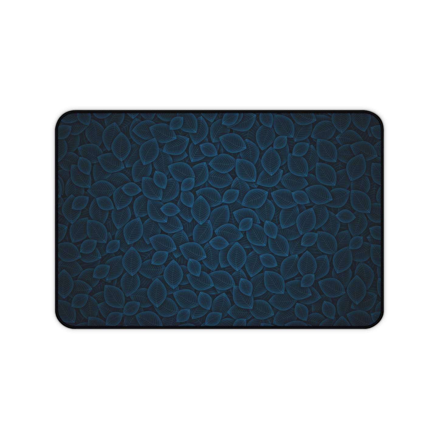 Blue & Black Plant Leaves Desk Mat – Botanical Nature Desk Mat by KlickieKeyz
