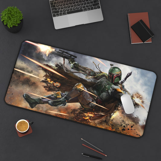 Boba Fett Fight Scene Desk Mat – Star Wars Fan Art Desk Mat by KlickieKeyz