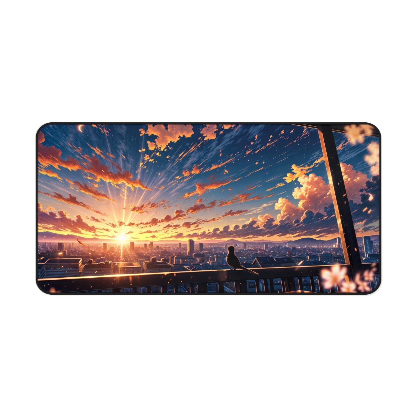 Anime Cityscape Beautiful Clouds Desk Mat – Sunrise & Sunset Cloud Art by KlickieKeyz