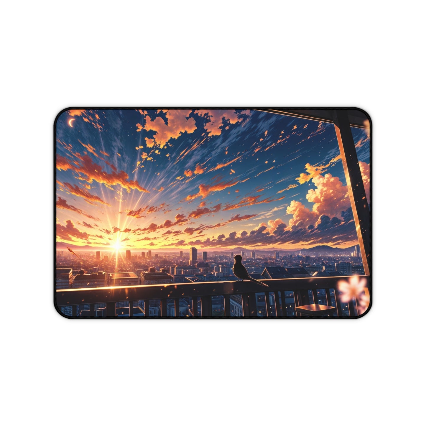 Anime Cityscape Beautiful Clouds Desk Mat – Sunrise & Sunset Cloud Art by KlickieKeyz