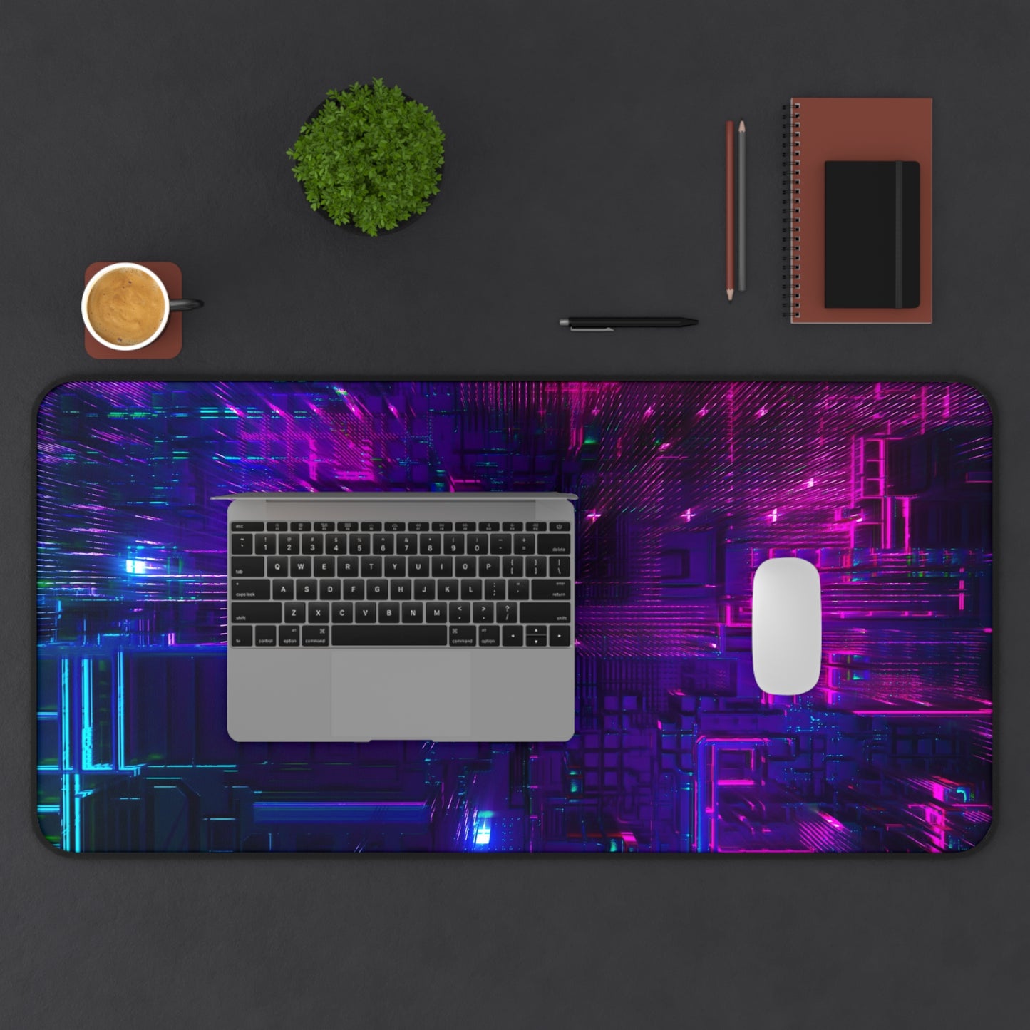 Abstract Purple & Blue Circuit Board Desk Mat – Futuristic Tech Desk Mat by KlickieKeyz