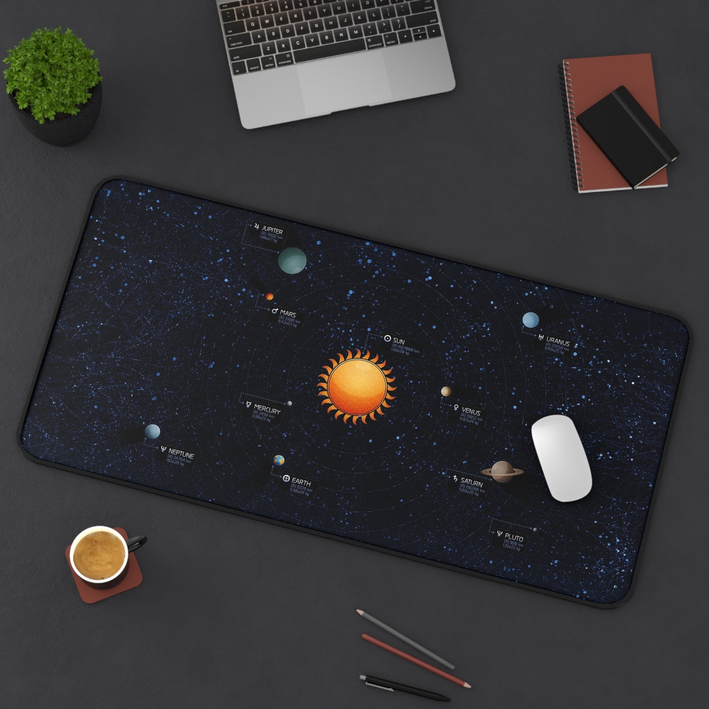 Deep Space Darkness and Tranquility Desk Mat – Cosmic Desk Accessory for Work or Gaming by KlickieKeyz
