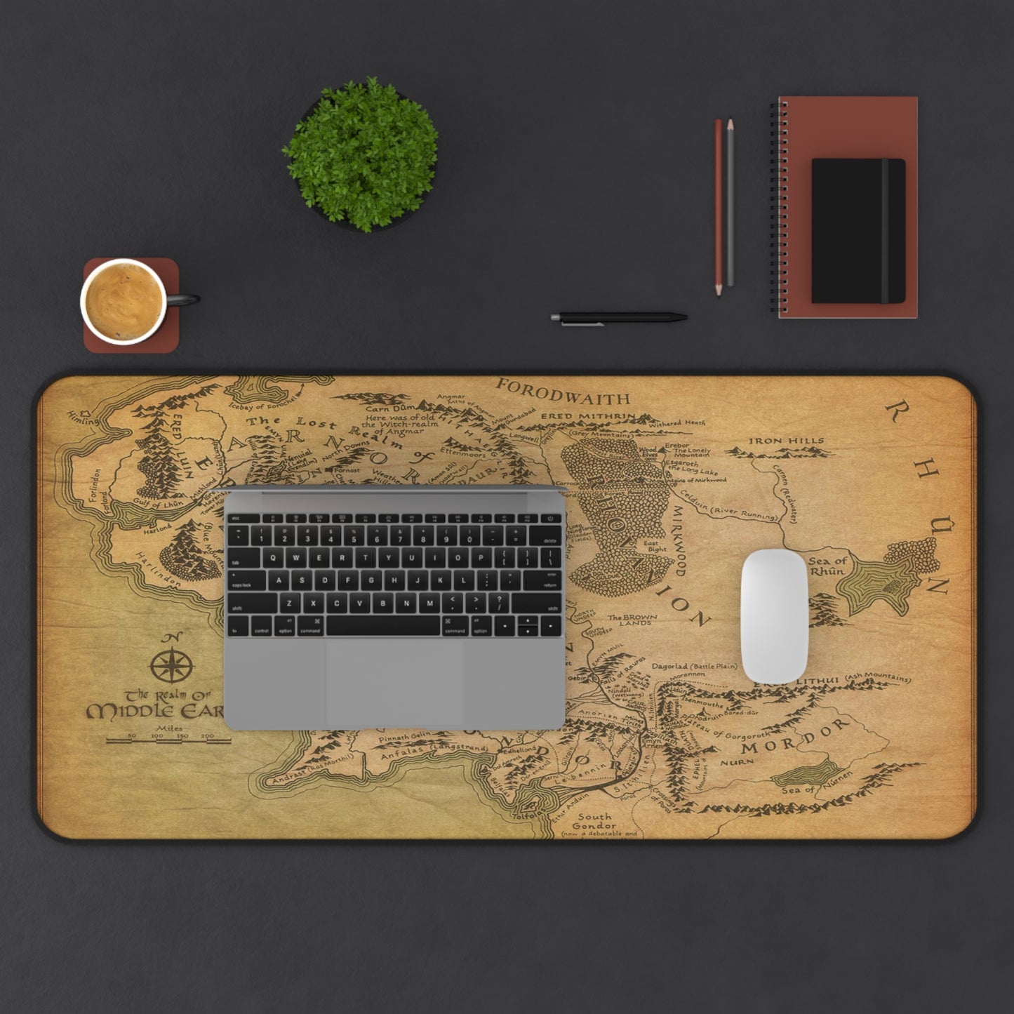 Middle Earth Map Desk Mat – Fantasy Lord of the Rings Desk Mat by KlickieKeyz