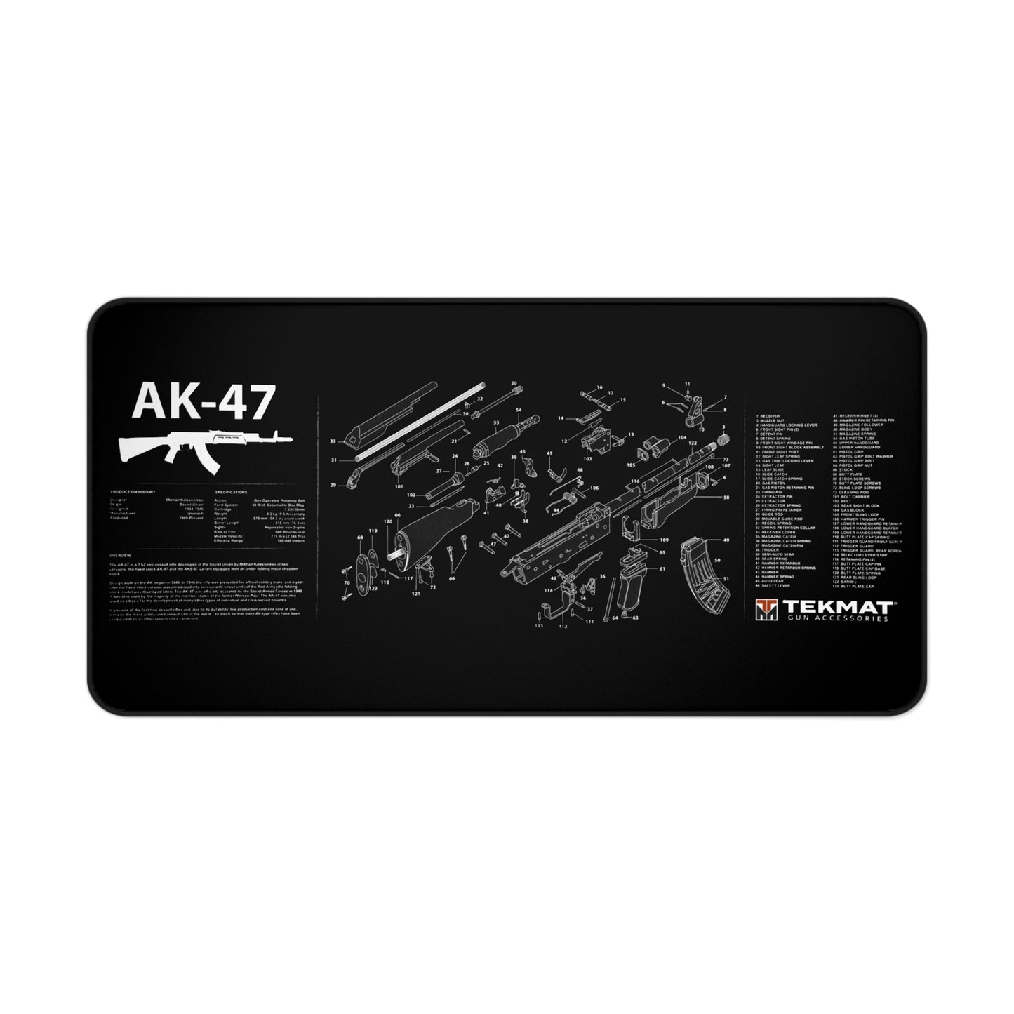 AK-47 Gun Parts Schematic Desk Mat – Cleaning and Maintenance Reference Mat by KlickieKeyz