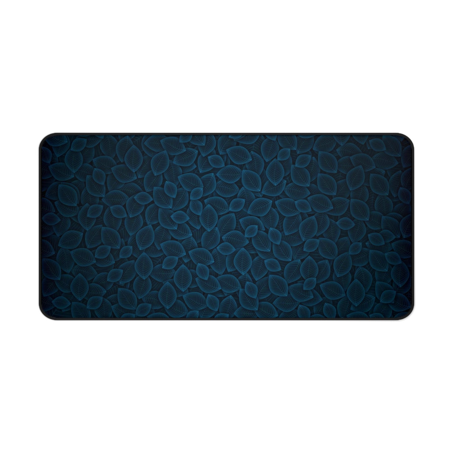 Blue & Black Plant Leaves Desk Mat – Botanical Nature Desk Mat by KlickieKeyz