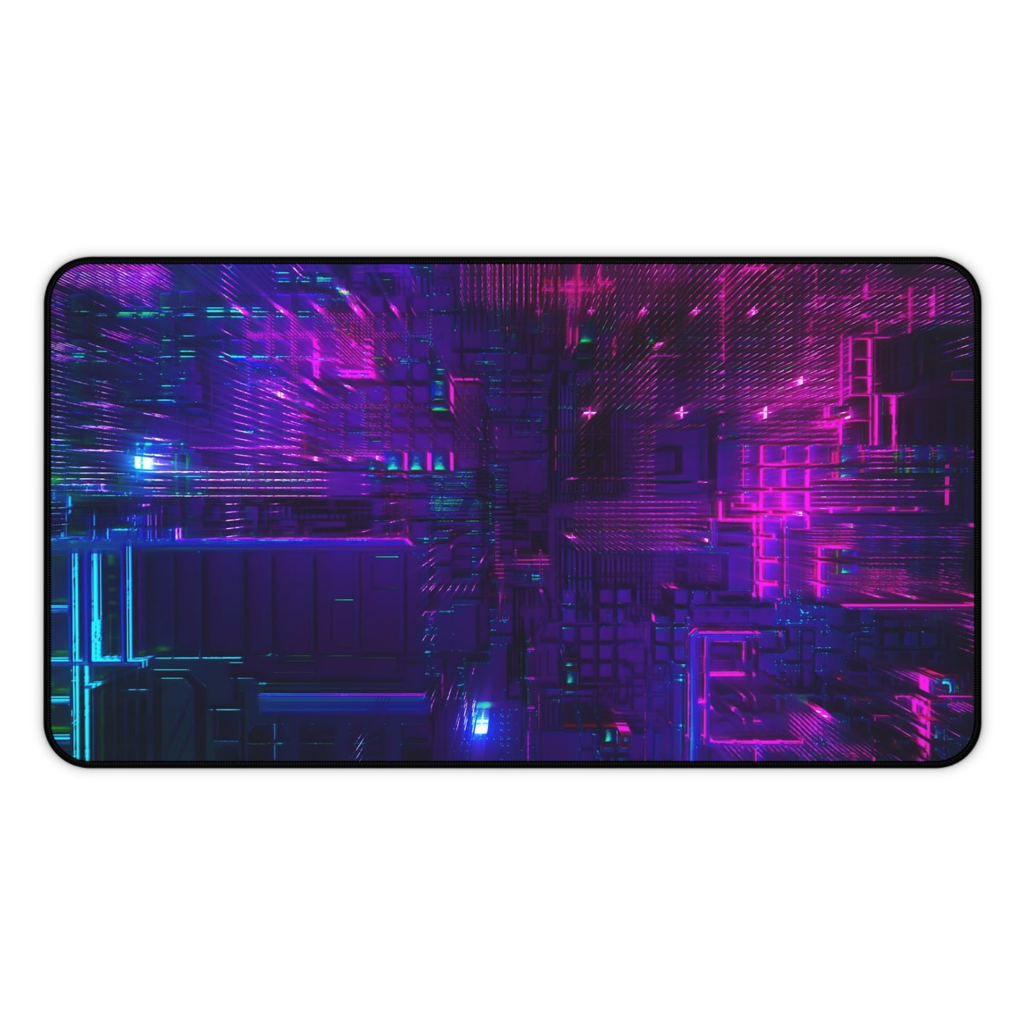 Abstract Purple & Blue Circuit Board Desk Mat – Futuristic Tech Desk Mat by KlickieKeyz