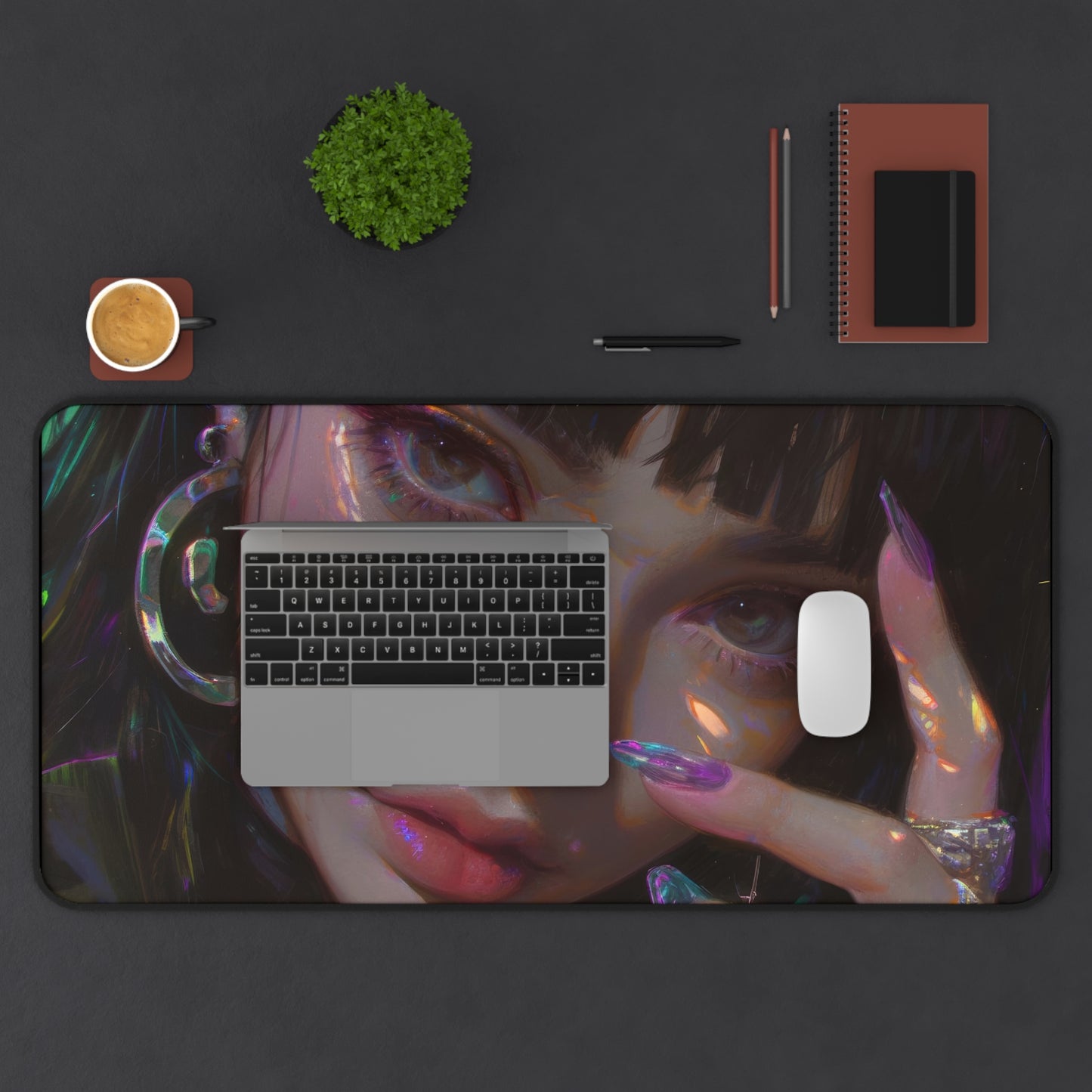 Beautiful Anime Girl Close-Up Desk Mat – Stunning & Aesthetic XL Gaming Mouse Pad by KlickieKeyz
