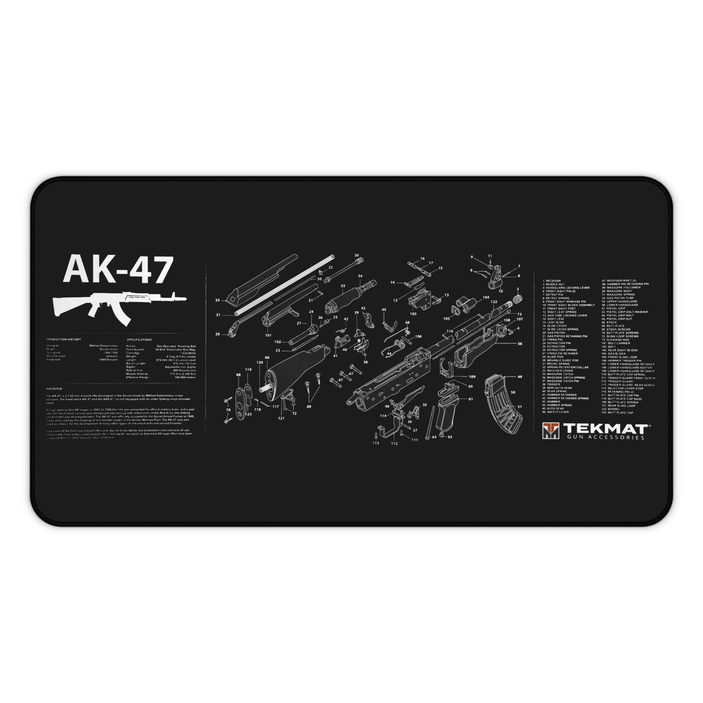 AK-47 Gun Parts Schematic Desk Mat – Cleaning and Maintenance Reference Mat by KlickieKeyz