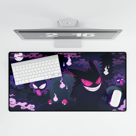 Gengar Ghost Desk Mat – Purple Cartoon Character Desk Mat by KlickieKeyz