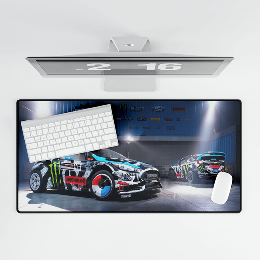 Ken Block’s Duo Ford Fiesta Hoonigan XL Gaming Mouse Pad – Rally Legend Desk Mat by KlickieKeyz