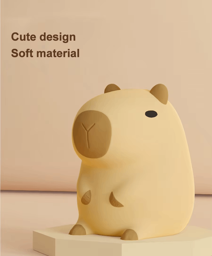 Cute Capybara Silicone Night Light – USB Type-C Rechargeable by KlickieKeyz