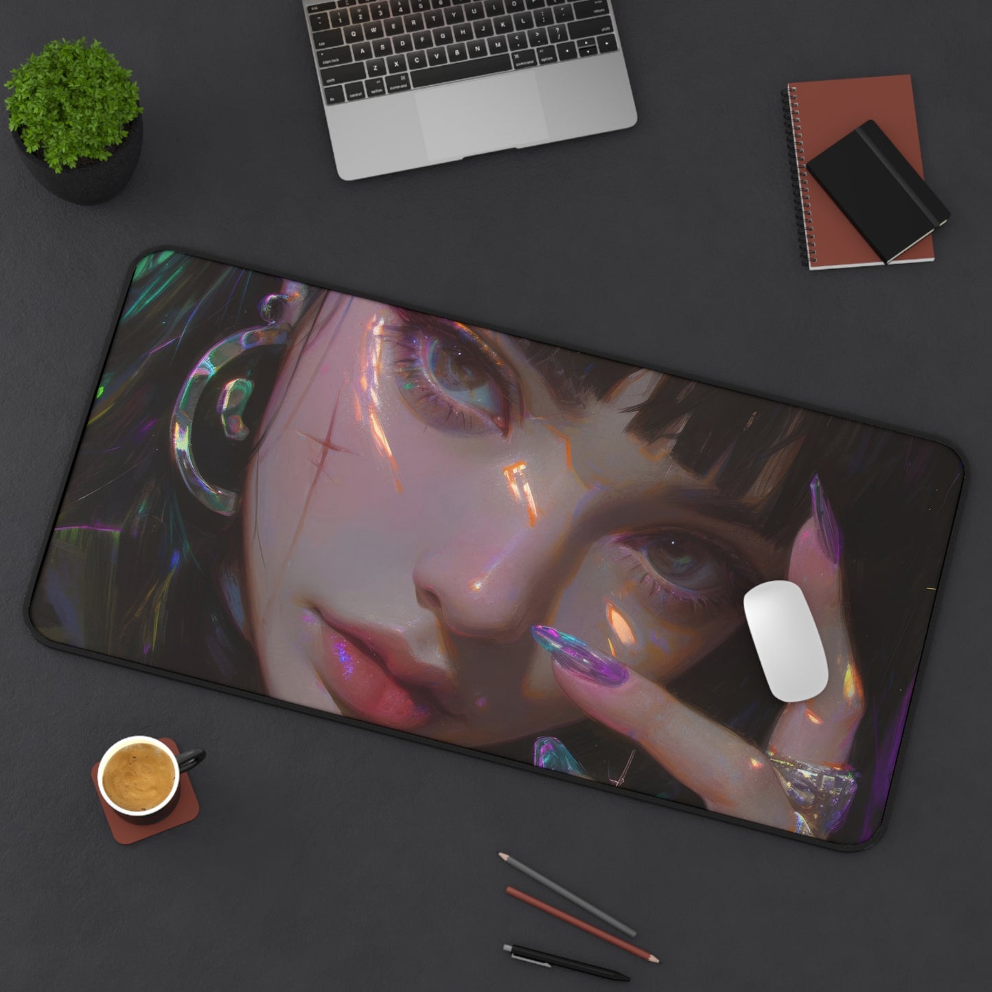 Beautiful Anime Girl Close-Up Desk Mat – Stunning & Aesthetic XL Gaming Mouse Pad by KlickieKeyz