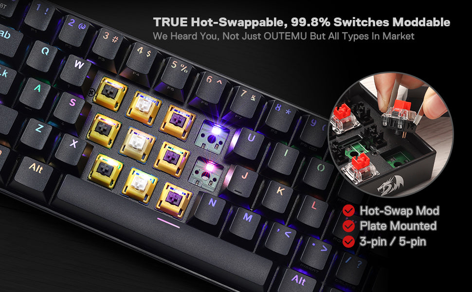 Redragon DRACONIC K530 PRO – 60% Wireless Mechanical Keyboard (Brown Switches) hosted by KlickieKeyz