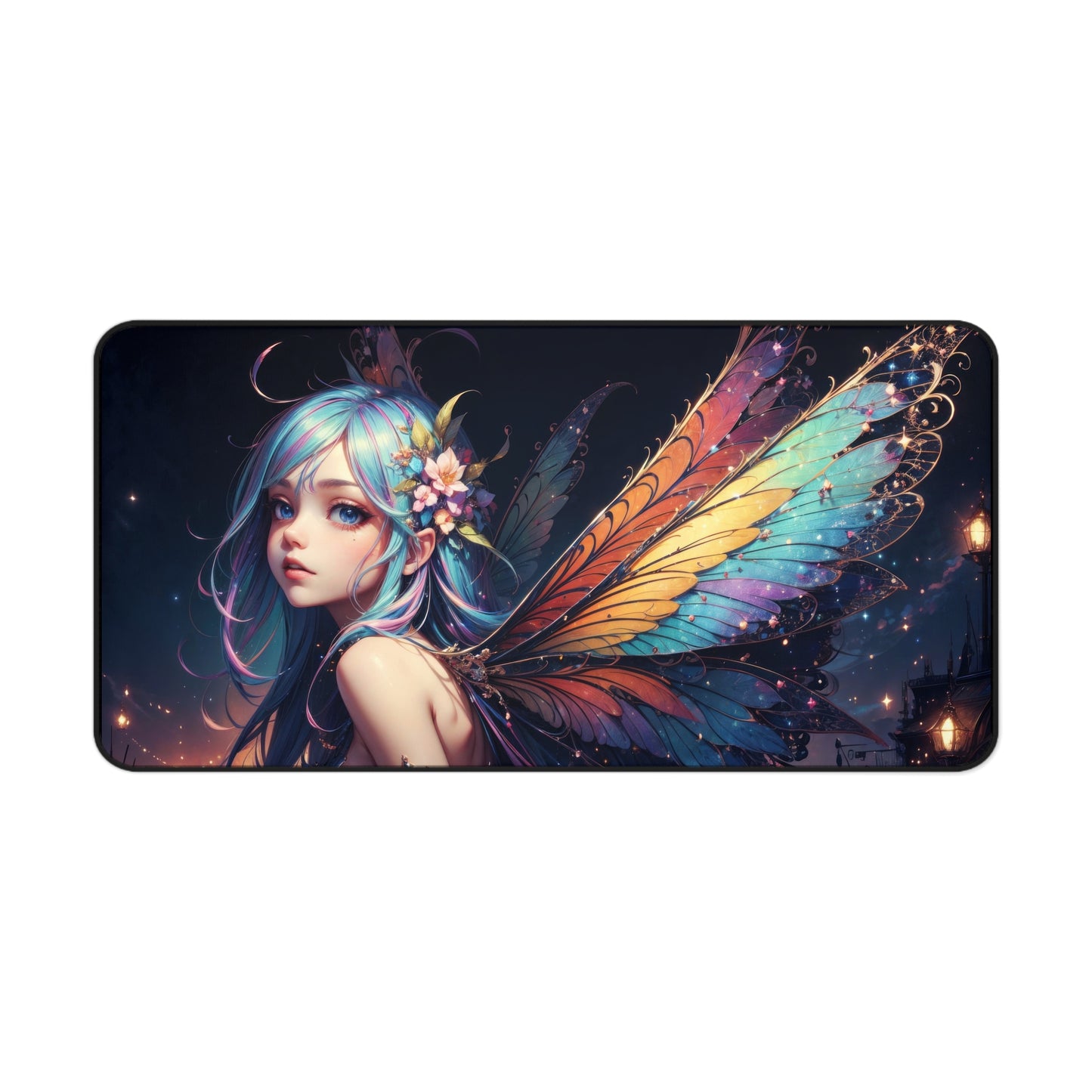 Beautiful Anime Girl Fantasy Rainbow Fairy Desk Mat – Enchanting XL Gaming Mouse Pad by KlickieKeyz