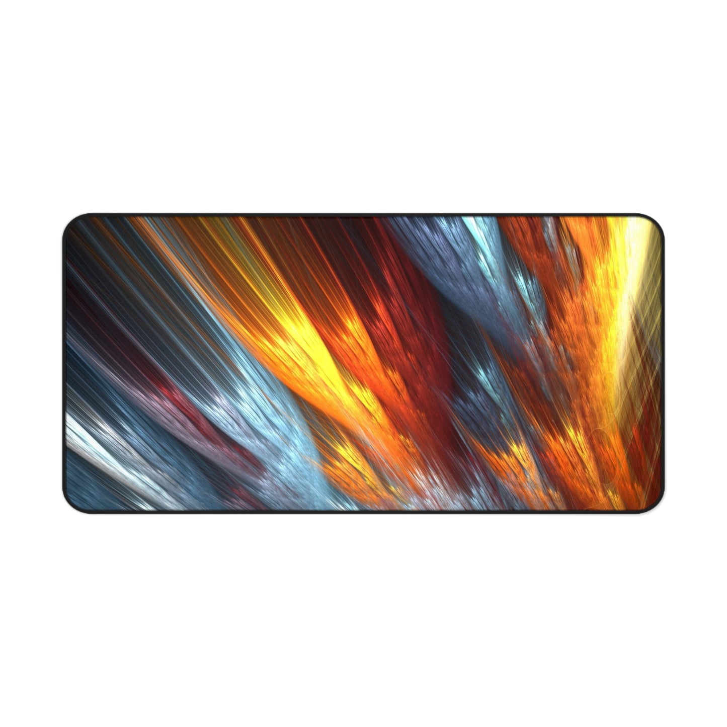 Abstract Orange & Silver Air Cloud Streaks Desk Mat – Sleek, Futuristic Desk Mat by KlickieKeyz