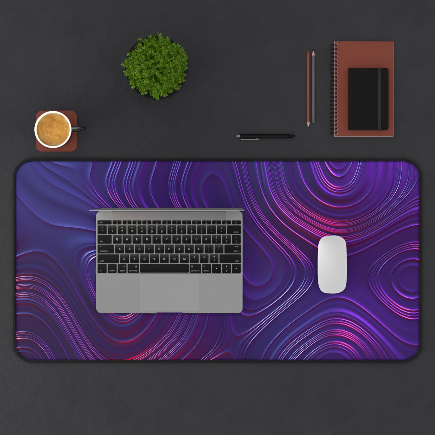 Abstract Purple & Pink Ripple Waves Desk Mat – Dreamy Desk Mat by KlickieKeyz
