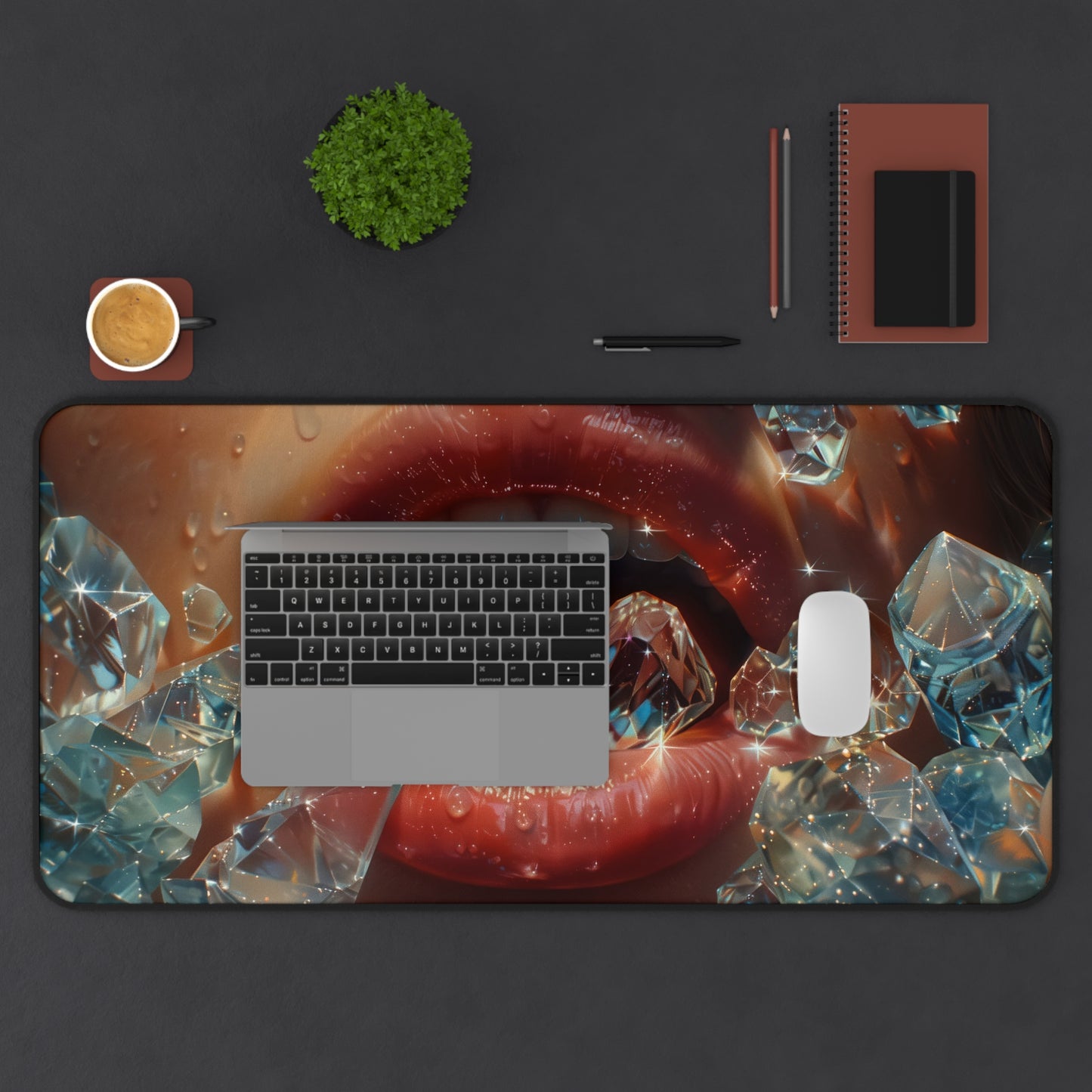 Anime Girl Fan Art – Diamond Mouth Aesthetic Desk Mat by KlickieKeyz