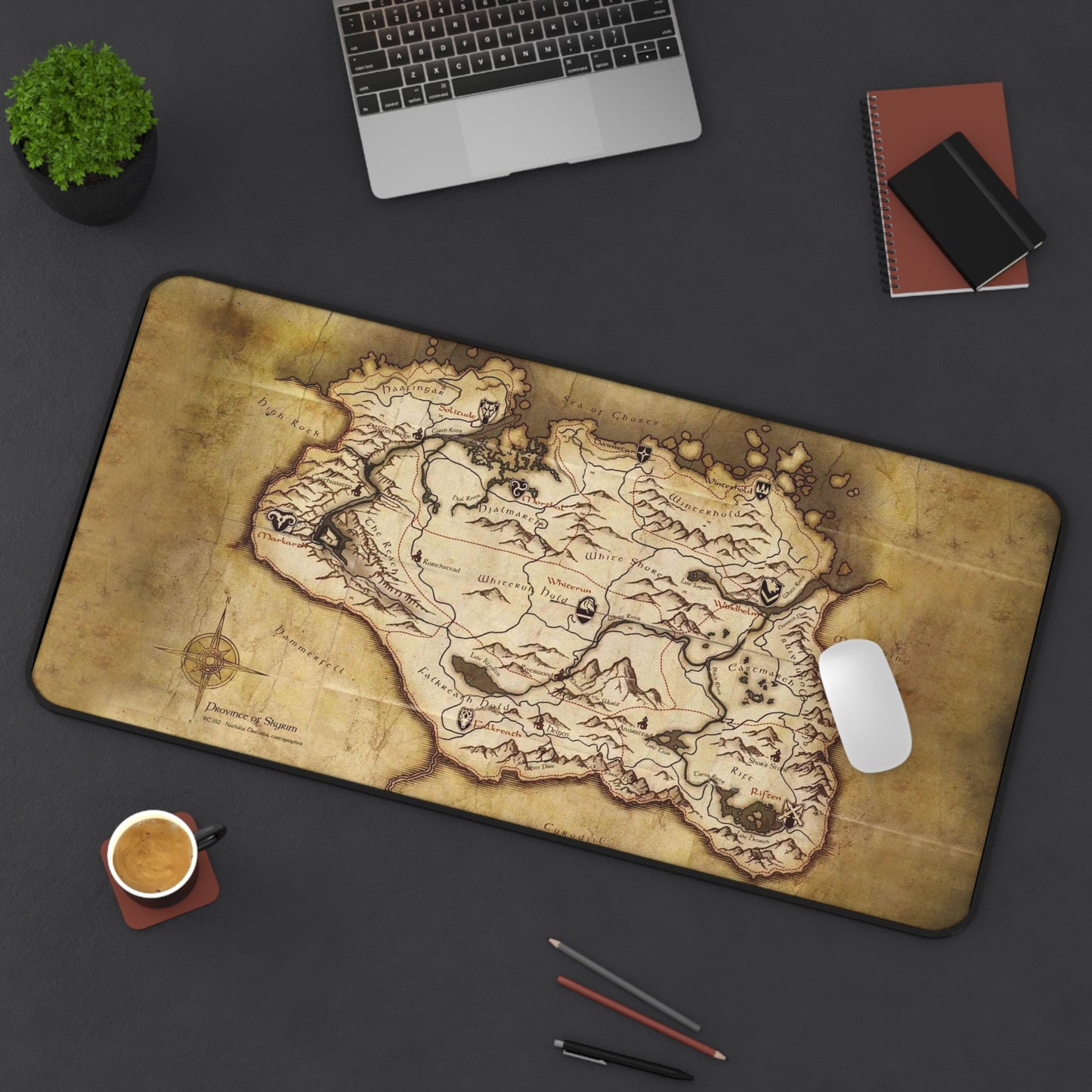 Skyrim World Map Desk Mat – Fantasy Elder Scrolls Desk Pad by KlickieKeyz