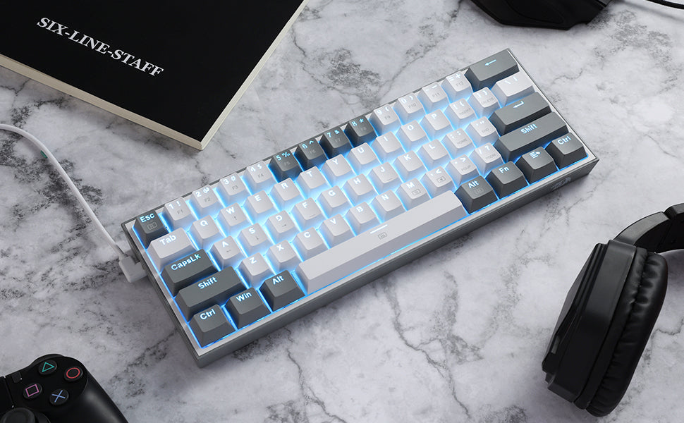 Redragon FIZZ K617 60% Mechanical Keyboard – White & Grey or White & Pink – Hosted by KlickieKeyz