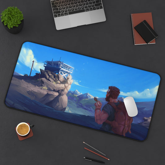 Firewatch Hiking Adventure Desk Mat – Scenic Wilderness Gaming Desk Mat by KlickieKeyz