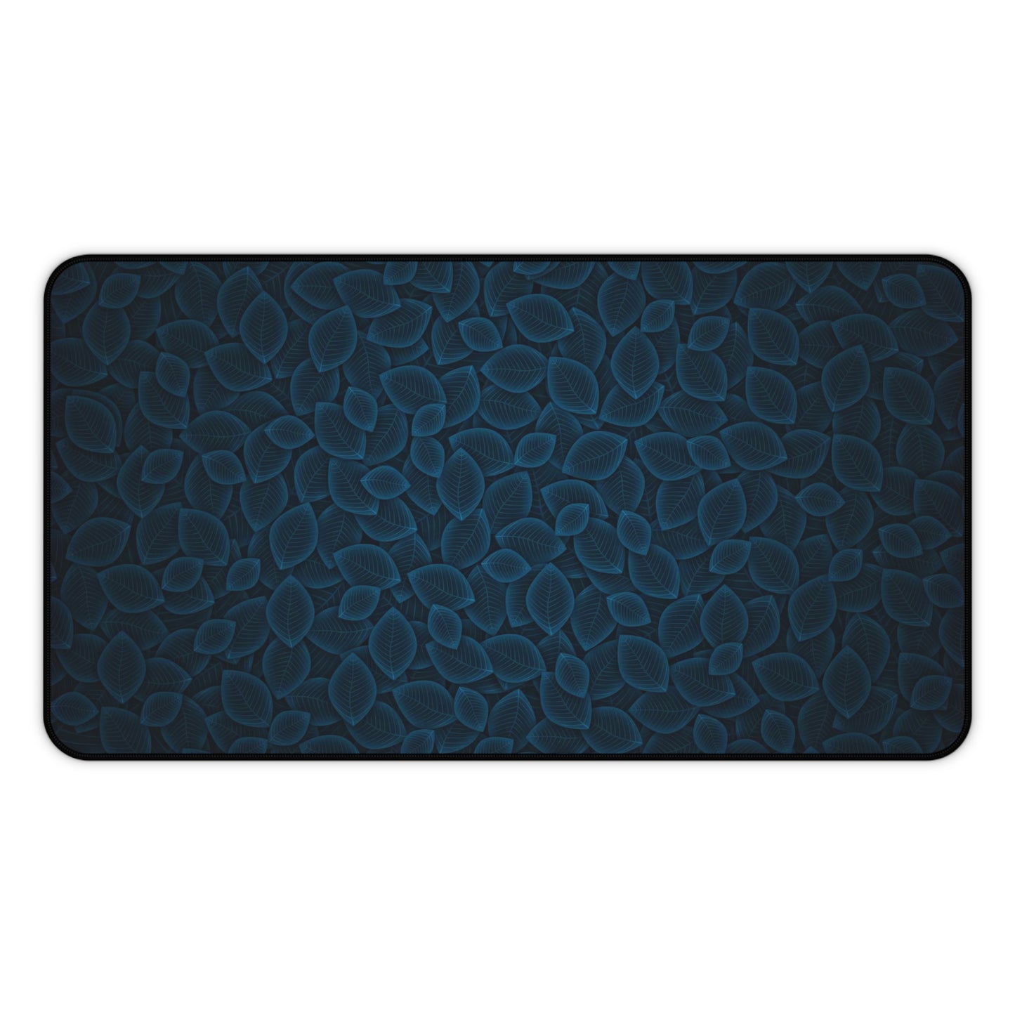 Blue & Black Plant Leaves Desk Mat – Botanical Nature Desk Mat by KlickieKeyz