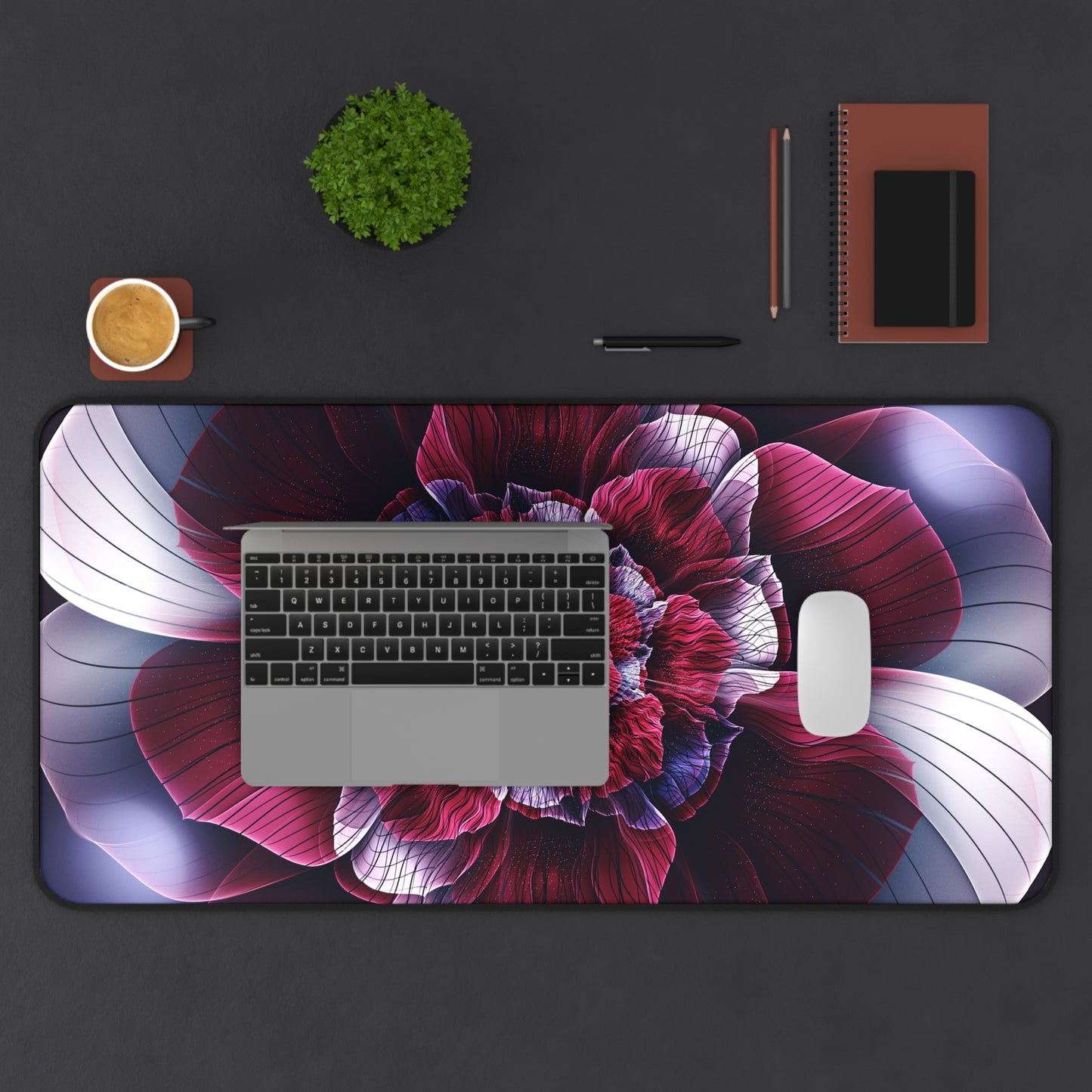 Pink & White Flower Desk Mat – Elegant Floral Desk Mat by KlickieKeyz