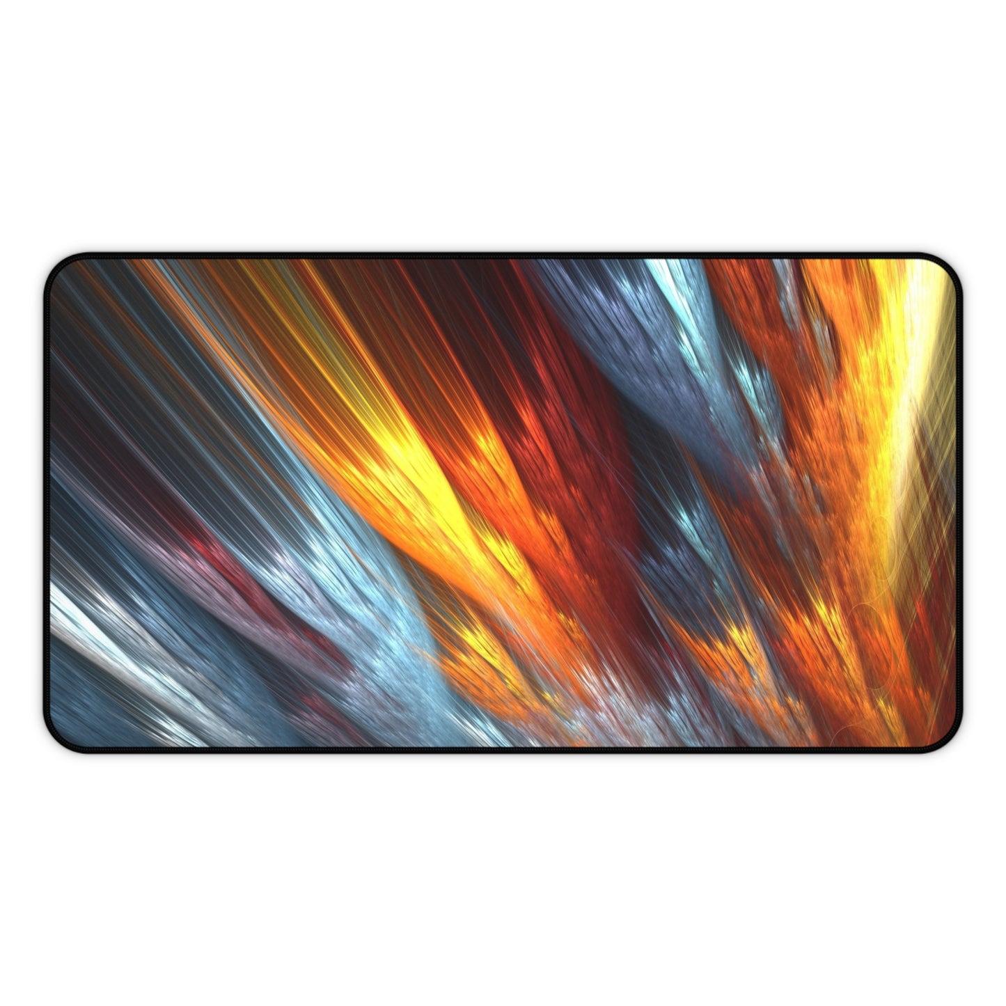 Abstract Orange & Silver Air Cloud Streaks Desk Mat – Sleek, Futuristic Desk Mat by KlickieKeyz
